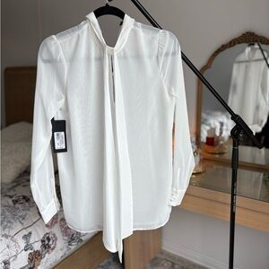 Marciano White Elegant Tie-Neck Blouse